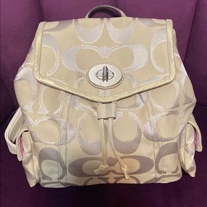 Coach Gold & Silver Backpack NWT!
